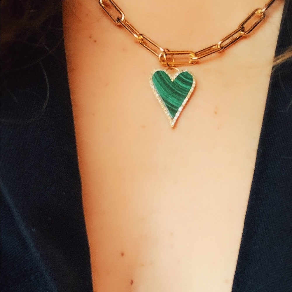 Malachite Diamond sliced stone charm - one charm
